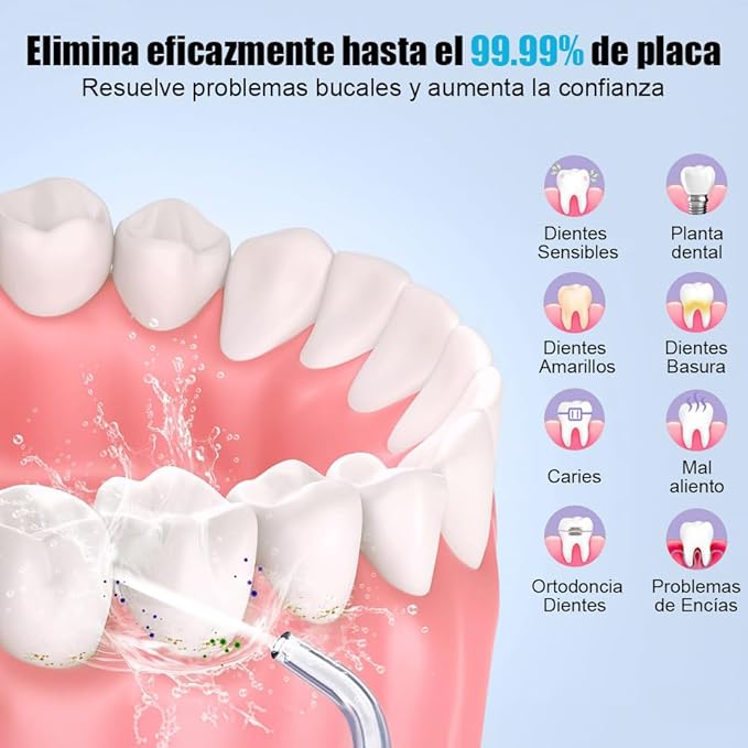 Irrigador Bucal, Irrigador Limpieza Dental Inalámbrico 230ML.con 3 Modos y 4 Puntas, IPX7 Impermeable, Recargable USB Water Flosser Dentals, Portátil Hilo Dental de Agua, para Hogar y Viajes