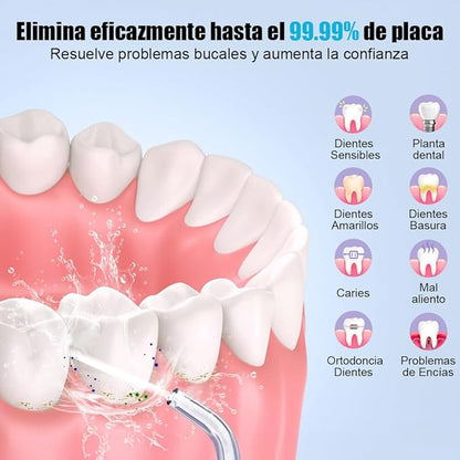 Irrigador Bucal, Irrigador Limpieza Dental Inalámbrico 230ML.con 3 Modos y 4 Puntas, IPX7 Impermeable, Recargable USB Water Flosser Dentals, Portátil Hilo Dental de Agua, para Hogar y Viajes